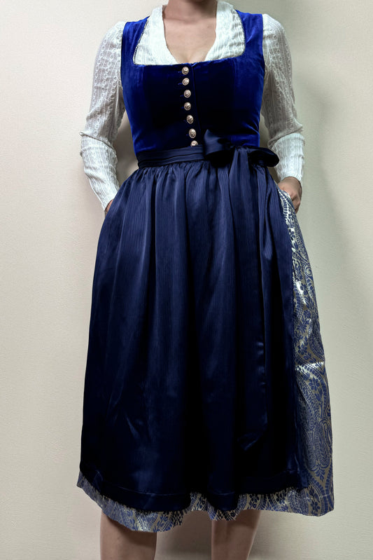 Nachtblau Dirndl mit Samt-Mieder
