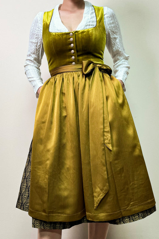 Kokosgelb Dirndl mit Samt-Mieder