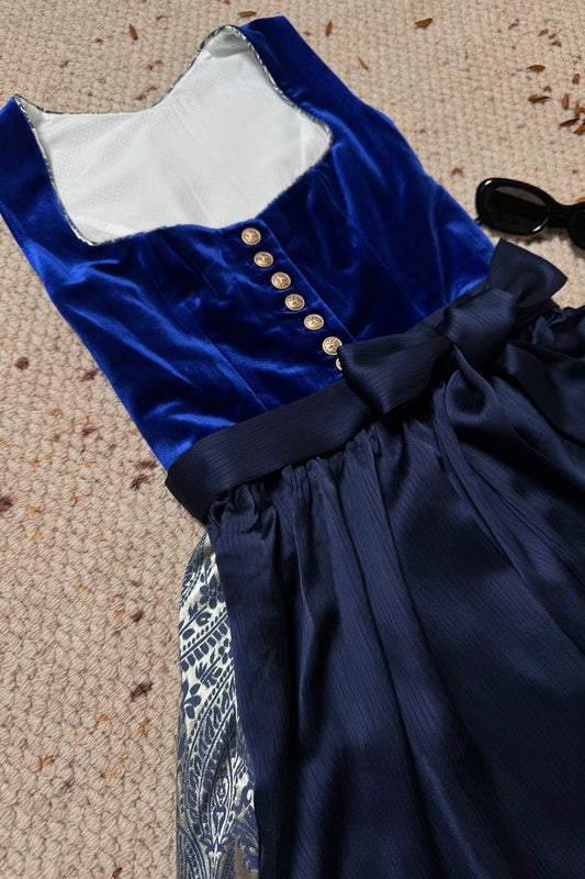 Nachtblau Dirndl mit Samt-Mieder