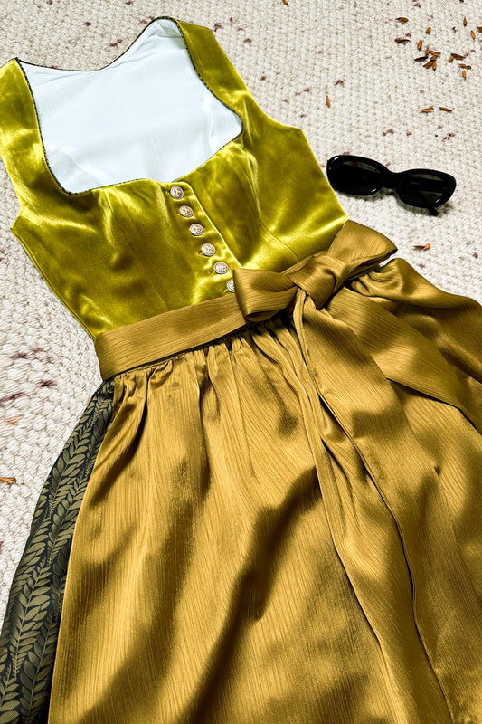 Kokosgelb Dirndl mit Samt-Mieder